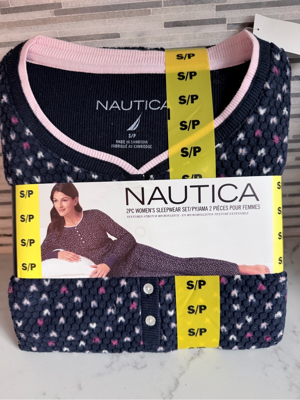 Nautica Navy Sleepwear Set Pajama with Pink and White Accents size S